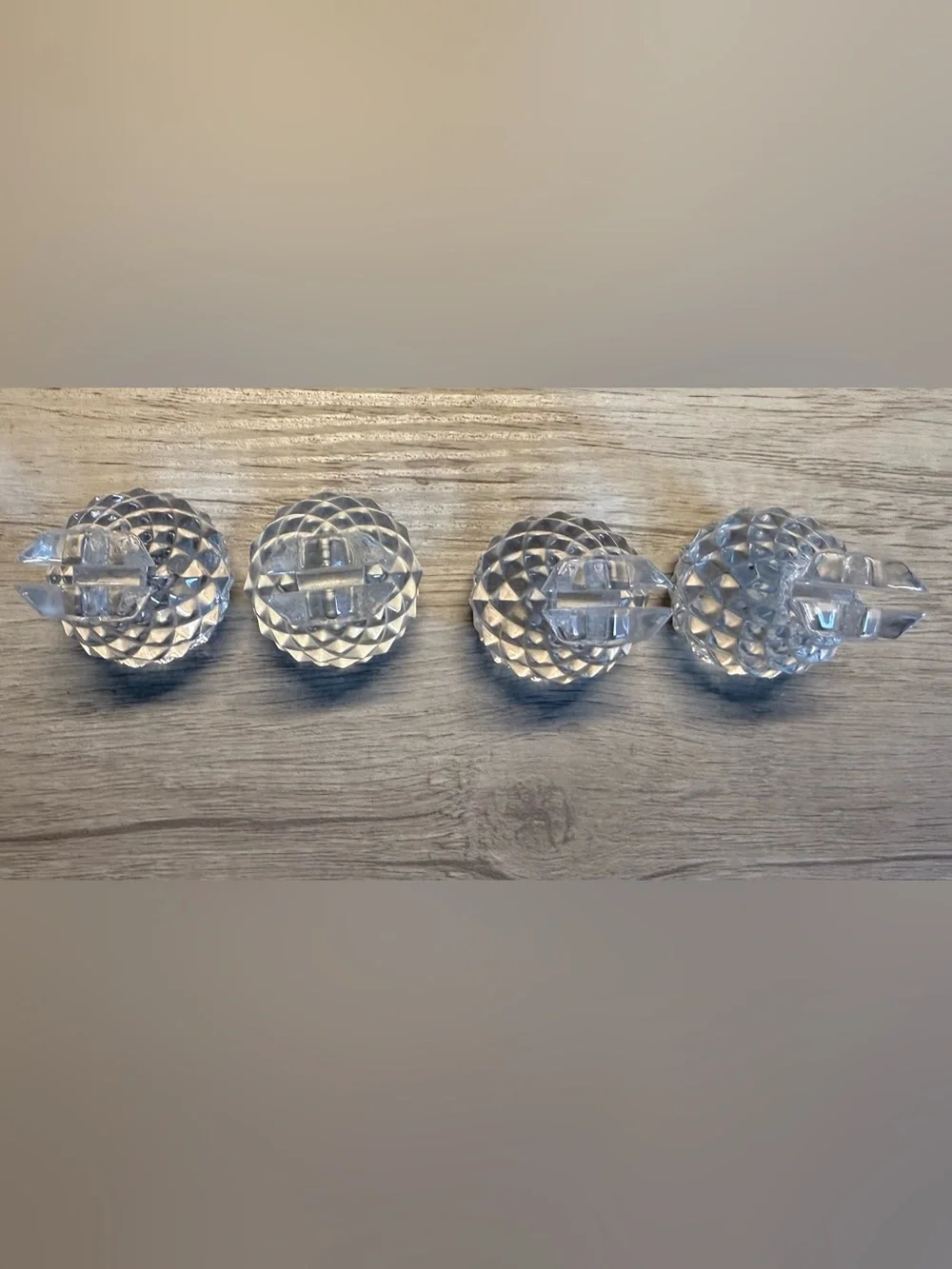 Clear Glass Pineapple Placecard holders  - Set of 4